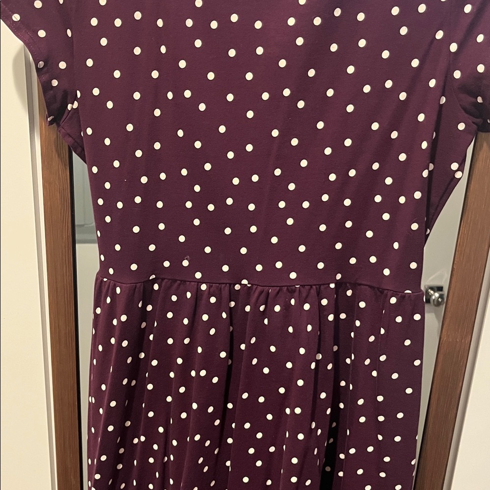 Pact Eggplant Purple Polka Dot Faux-Wrap Dress - Picture 5 of 6